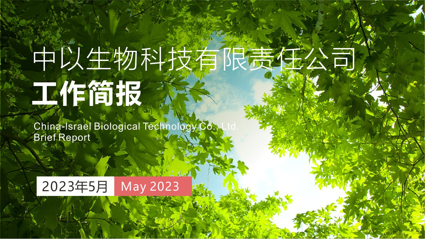 【工作简报】中以生物2023年5月份工作简报