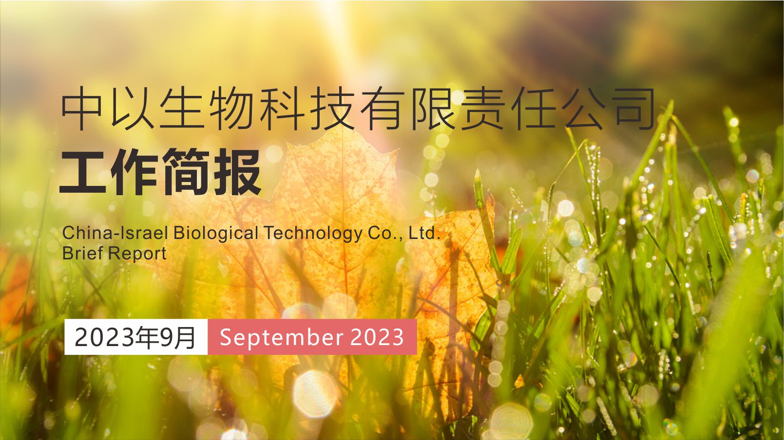 【工作简报】中以生物2023年9月份工作简报